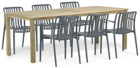 Tuinset 6 personen 210 cm Kunststof Grijs Domani Furniture Vento/Weston