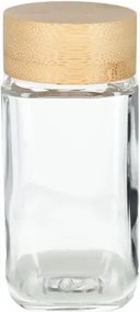 Kruidenpotje vierkant, glas, bamboe dop, 120 ml