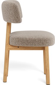 Mazzoni TORAY Latte Beige (stof Monza 60)/eiken naturel onderstel - GESTOFFEERDE EETKAMERSTOEL VOOR KEUKEN/EETKAMER