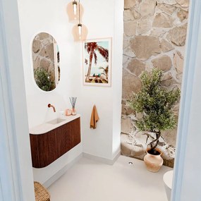 Mondiaz Joya DLux 85cm toiletmeubel ronding links/rechts ruby met wastafel faye midden zonder kraangat meli