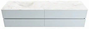 Mondiaz Vica DLux badmeubel 200cm clay 4 lades met wastafel ostra links zonder kraangat