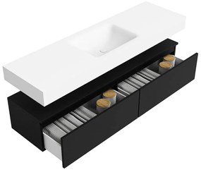 Zaro Alan badmeubel 160cm urban 2 lades met vrijhangende wastafel cloud midden zonder kraangat talc