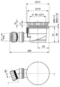 Sapho douchebak afvoer chroom 90mm