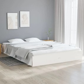 vidaXL Bedframe massief hout wit 200x200 cm