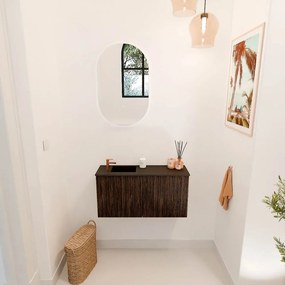 Mondiaz Joya 80cm toiletmeubel walnut met wastafel faye links 1 kraangat urban