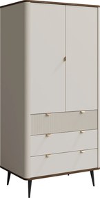 Kledingkast Lufela 100, Kasjmier, Notenhout, 191x90x60cm, 95 kg, Kledingkast deuren: Met scharnieren