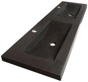 Sanituba Corestone wastafel basalt met twee kraangaten 140cm