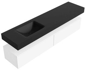 Zaro Alan badmeubel 190cm talc 2 lades met vrijhangende wastafel cloud links 1 kraangat urban