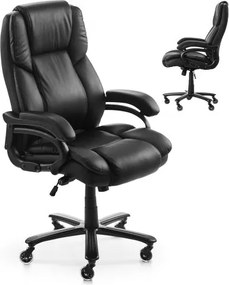 VEVOR Executive Bureaustoel Draaistoel met Hoge Rug &amp; Lendensteun (Draaiknop), Ergonomische Bureaustoel met Verstelbare Kantel &amp; Hoogte voor Werk Studeren Gamen