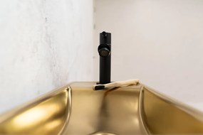 Saniclear Oro fonteinset mat goud met zwarte rechte kraan rechts