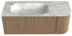 Mondiaz Kurve-dlux 115cm badmeubel ronding rechts dusk met 1 lade en deur en wastafel big small links zonder kraangat opalo