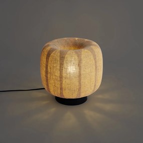 Japandi tafellamp zwart met beige linnen kap 27cm - Nami