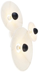 Design wandlamp wit met stof 3-lichts - Jane Design E27 rond Binnenverlichting Lamp