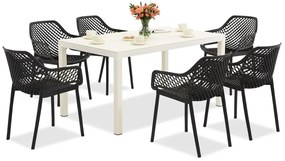 King/Aria wit en antraciet tuinmeubelset voor 6 personen Bica