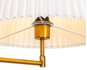 Vloerlamp brons met wit plisse kap en verstelbare arm - Ladas Deluxe Klassiek / Antiek E27 Binnenverlichting Lamp