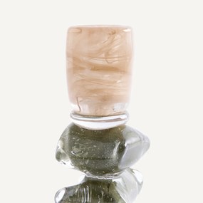 Tweekleurig geblazen glazen kandelaar, hoogte 23 cm, QIMERA