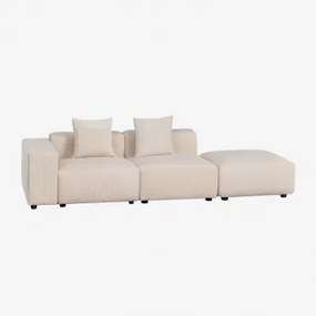Bruna Modulaire Hoekbank Links 2-delig Met Lage Armleuning En Poef ↔︎285 Cm Corduroy Beige – Linnen - Sklum