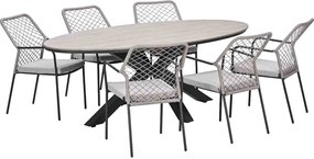 Garden Impressions Ross tuinset sand 7-delig - Tulli tuintafel ovaal 220x115 cm