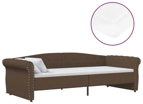 vidaXL Slaapbank met matras en USB stof bruin 90x200 cm