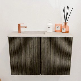 Mondiaz Joya DLux 60cm toiletmeubel shadow met wastafel faye links 1 kraangat ostra