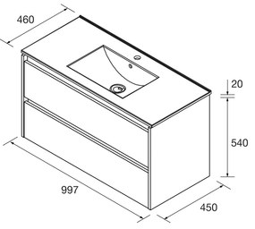 Muebles Project badmeubel 100cm met 2 lades en wastafel legergroen