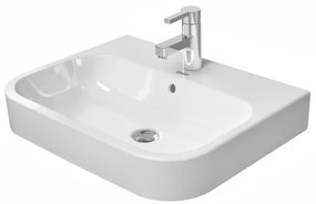 Duravit HappyD 2 opbouwwastafel geslepen met overloop met kraangat 60x46cm met wondergliss wit 23156000001