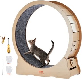 VEVOR Kattenloopwiel, 1100 mm, kattenloopband, met afneembare loopband, kattenspeelgoed voor rennen, wandelen en training, geschikt voor de meeste katten tot 11,3 kg, kattenloopwiel, houtkleur