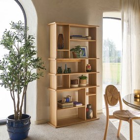 Asymmetrische boekenkast, eikenfineer, 12 nissen, hoogte 180 cm, ABAC