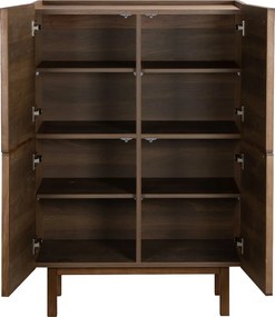 Walnoot Wandkast Met Stoffen Deuren - 80x40x120cm.
