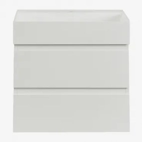 Badkamermeubelset Van Hout En Essenhoutfineer Met Geïntegreerde Wastafel Ona Wit & Spiegelloze & Zonder Kraan & ↔︎ 60 Cm - Sklum