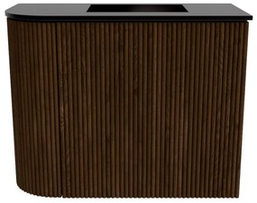 Mondiaz Joya 50cm toiletmeubel ronding links walnut met wastafel faye rechts zonder kraangat urban