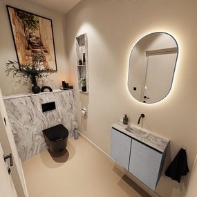 Mondiaz Ture DLux toiletmeubel 60cm plata met wastafel glace midden zonder kraangat