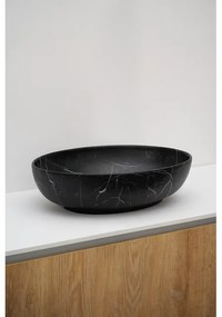 Riho Marmic Oval Waskom 52x39.5x13cm Keramiek Ovaal marmer mat zwart W031004M01