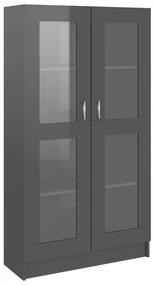 vidaXL Vitrinekast 82,5x30,5x150 cm spaanplaat hoogglans grijs