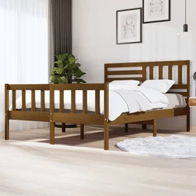 vidaXL Bedframe massief hout honingbruin 150x200 cm 5FT King Size
