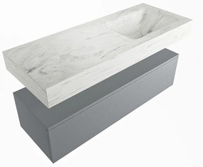 Mondiaz Alan DLux badmeubel 120cm plata 1 lade met wastafel opalo rechts zonder kraangat