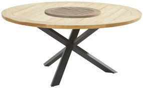 Taste by 4 Seasons Prado tuintafel antraciet RVS frame met teak blad Ø 160 cm Tuintafel   houtkleur weerbestendig