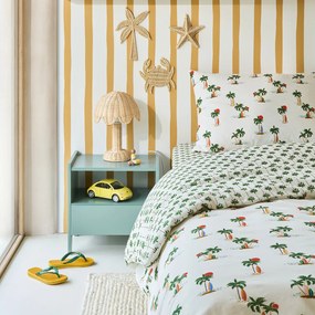 Kinderdekbedovertrek, 50% gerecycled katoen, palmboomprint, TAPAHI