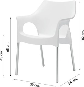 Set van 4 - Scab Ola stapelbare kunststof tuinstoel - Ivoor