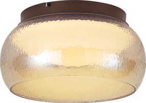 Art Deco plafondlamp bruin met amber glas incl. LED 3-staps dimbaar - Thimble