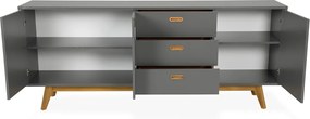 Tenzo Bess Mat Grijs Dressoir Eiken - 200x43x82cm.