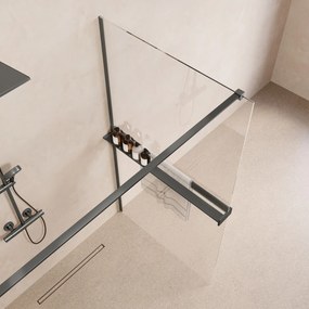 Saniclear Metric inloopdouche 100cm met handdoekhouder en helder glas verouderd ijzer - gunmetal