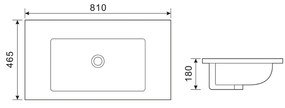 Fontana Rovigo badmeubel 80cm met zwarte wastafel zonder kraangat mat wit