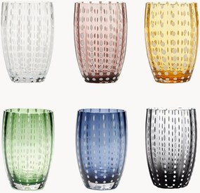 Handgemaakte tumbler Perle van soda-limeglas, 6-delig