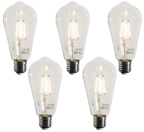 Set van 5 E27 LED lamp filament ST64 helder 4W 470 lm 2700K