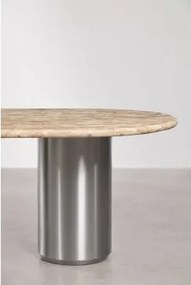 [*]poot Voor Ovale Eettafel 220x110 Cm Luceida Geborsteld Roestvrij Staal - Sklum
