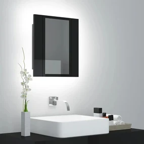 vidaXL Badkamerkast met spiegel en LED 40x12x45 cm hoogglans zwart