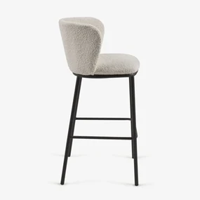 Kave Home Ciselia Boucle Barkruk Met Ronde Rug Wit