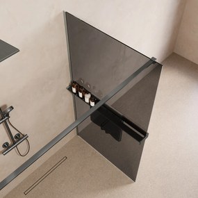Saniclear Metric inloopdouche 120cm met handdoekhouder en rookglas verouderd ijzer - gunmetal