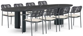 Tuinset 8 personen 300 cm Aluminium/rope Grijs Coco Penya/Weave